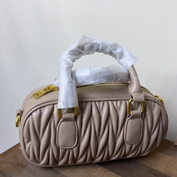 Miu Miu Beige Quilted Mini Bag with Gold Accents - Picture 2 of 4